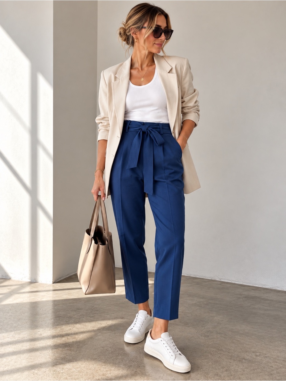 💎 Aritzia Wilfred Tie-Front High Rise Blue Pants Size 6